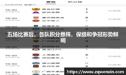 五场比赛后，各队积分悬殊，保级和争冠形势鲜明
